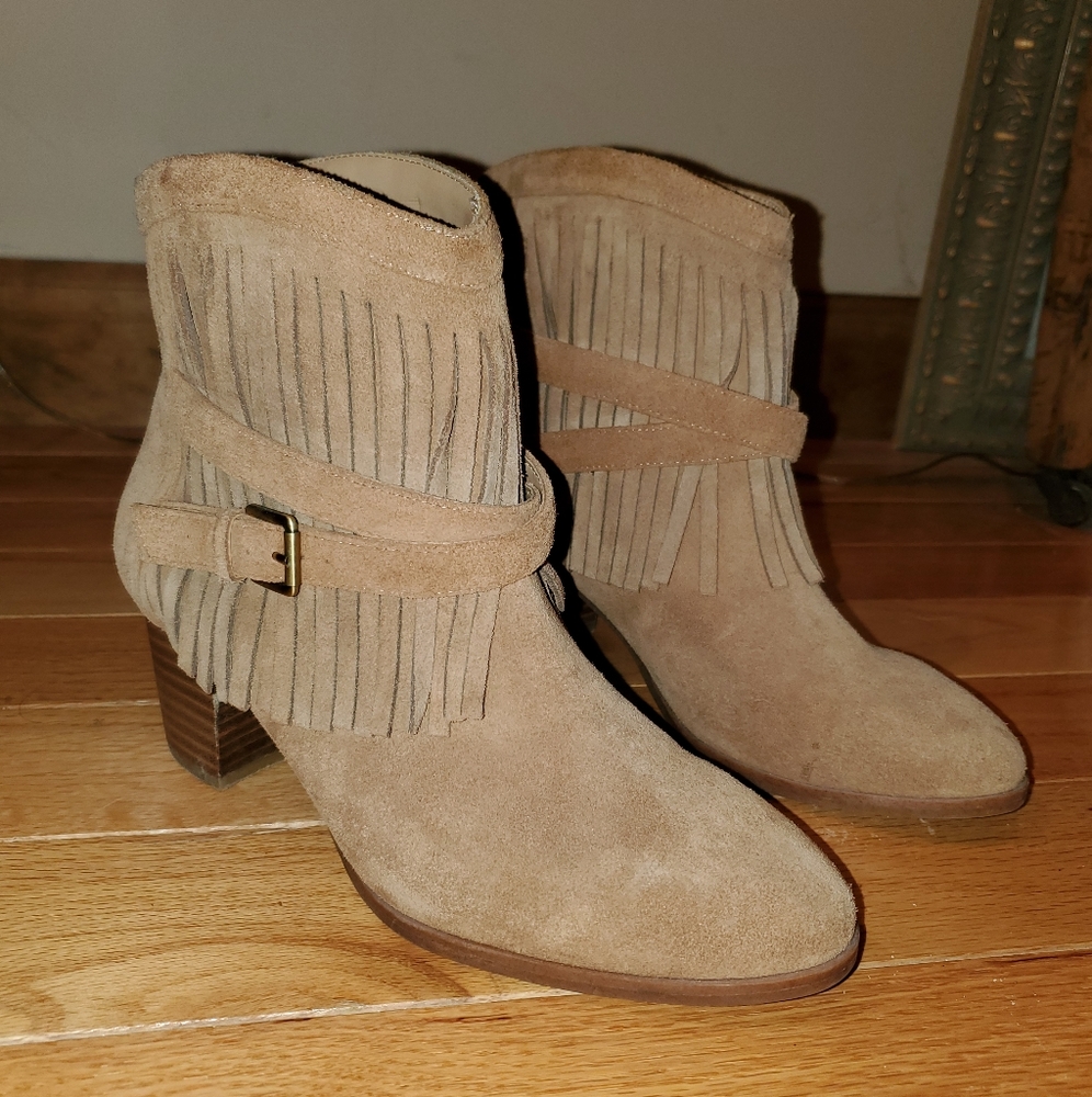 Fringe suede boots